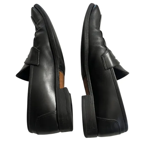 Salvatore Ferragamo Black Leather Slip-On Mens Penny Loafers size 8.5