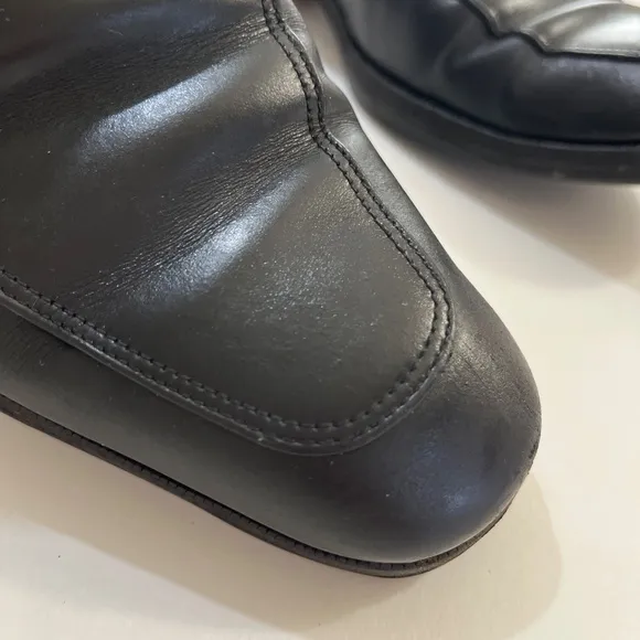 Salvatore Ferragamo Black Leather Slip-On Mens Penny Loafers size 8.5