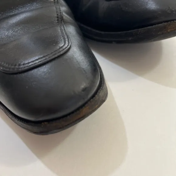 Salvatore Ferragamo Black Leather Slip-On Mens Penny Loafers size 8.5