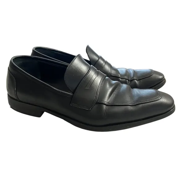 Salvatore Ferragamo Black Leather Slip-On Mens Penny Loafers size 8.5