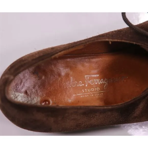Salvatore Ferragamo Brown Suede Leather Oxford Leather Dress Shoes 8.5 D