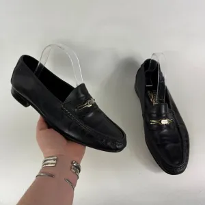 Salvatore Ferragamo Casual Shoes Men's 9 Black Leather Slip-On Low Top Loafers