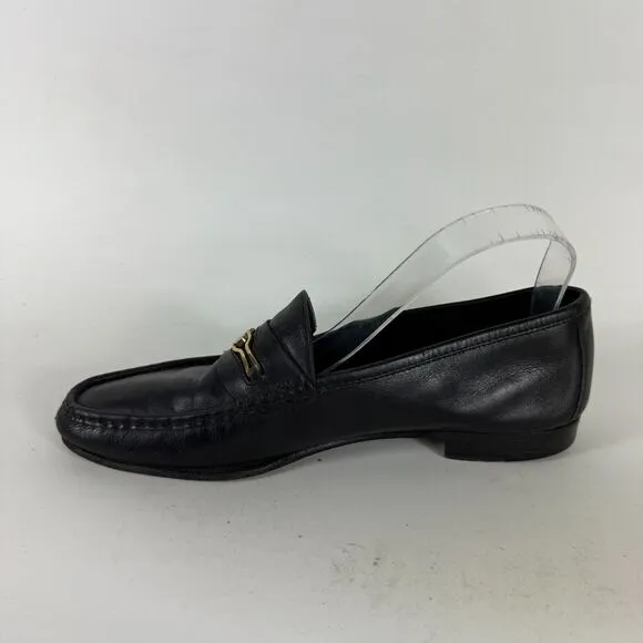 Salvatore Ferragamo Casual Shoes Men's 9 Black Leather Slip-On Low Top Loafers
