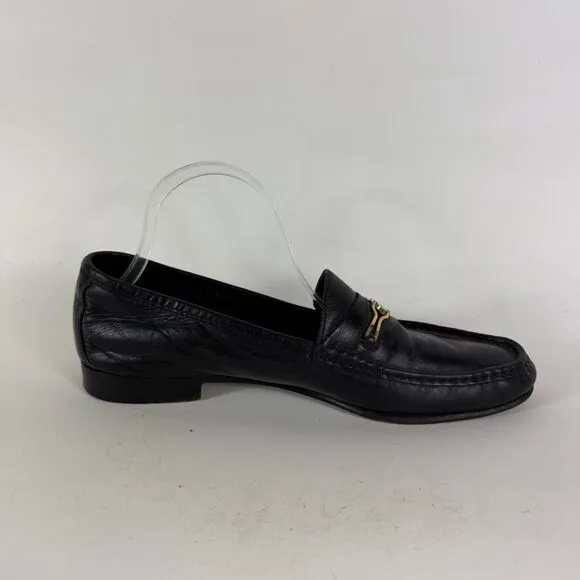 Salvatore Ferragamo Casual Shoes Men's 9 Black Leather Slip-On Low Top Loafers