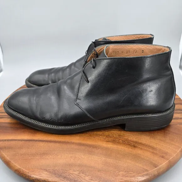 Salvatore Ferragamo Chukka Boots Men's 11 D Black Leather Lace Up Ankle Casual