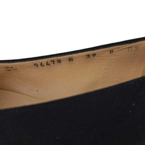 Salvatore Ferragamo Italy Black Fabric Formal Dress Shoes Women 8AA Buckle Pumps