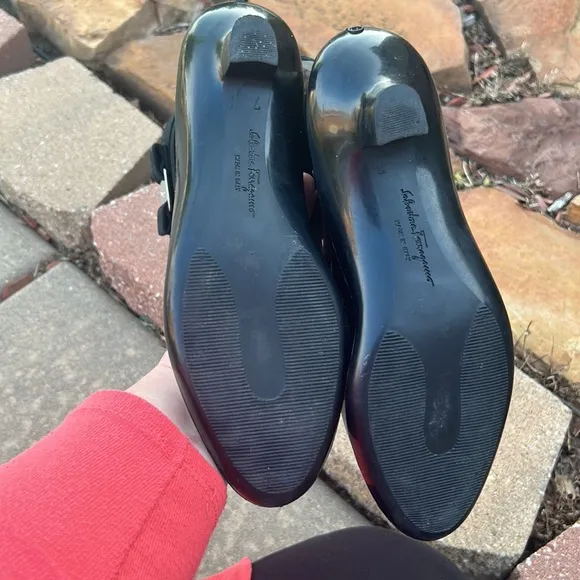 Salvatore Ferragamo Ladies size 7 Black Kitten Heel Rain 🌧️ Boots 👢