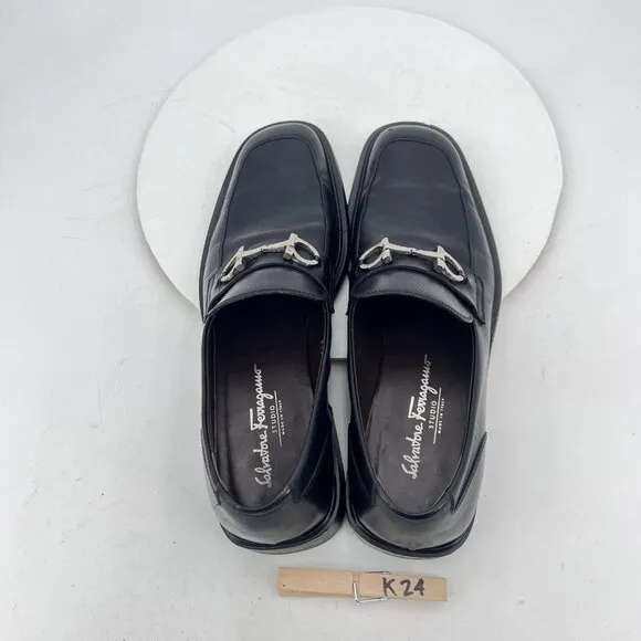 Salvatore Ferragamo Men Size 9.5D Black Leather Horsebit Loafer Dress Shoes