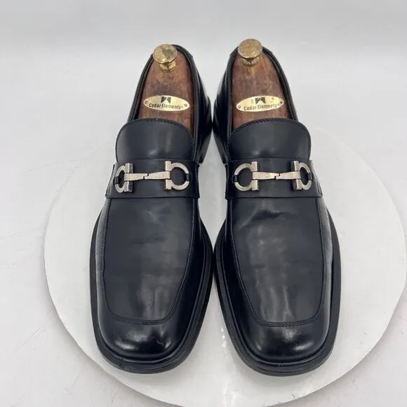 Salvatore Ferragamo Men Size 9.5D Black Leather Horsebit Loafer Dress Shoes