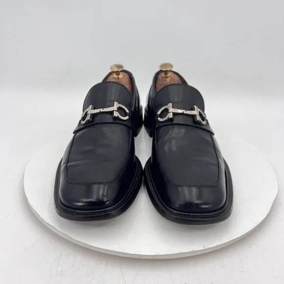Salvatore Ferragamo Men Size 9.5D Black Leather Horsebit Loafer Dress Shoes