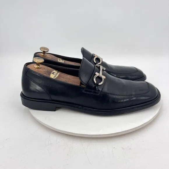 Salvatore Ferragamo Men Size 9.5D Black Leather Horsebit Loafer Dress Shoes