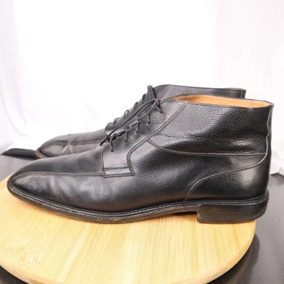 Salvatore Ferragamo Men's Black Leather Lace-Up Ankle Dress Shoes Boots Size 12D
