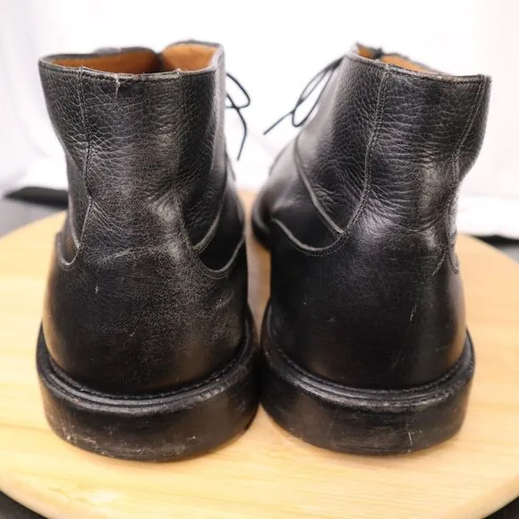Salvatore Ferragamo Men's Black Leather Lace-Up Ankle Dress Shoes Boots Size 12D