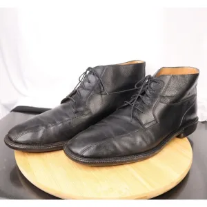 Salvatore Ferragamo Men's Black Leather Lace-Up Ankle Dress Shoes Boots Size 12D