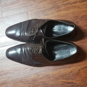 Salvatore Ferragamo Mens Brown Leather Dress Shoes Size 12
