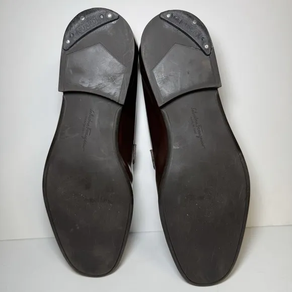 Salvatore‎ Ferragamo Men's Gancini Bit Brown Leather Loafers Shoes