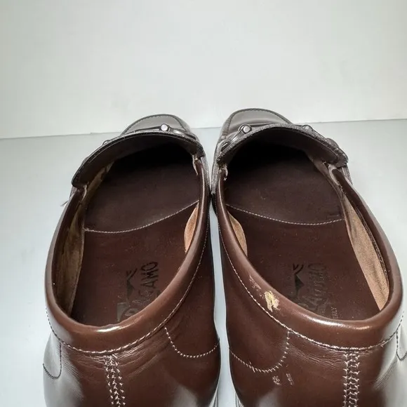 Salvatore‎ Ferragamo Men's Gancini Bit Brown Leather Loafers Shoes