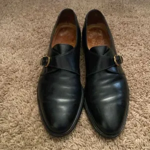 Salvatore Ferragamo Men’s Trameeza Monk Strap Black Leather Dress Shoes size 10