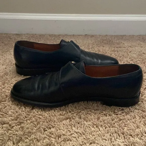 Salvatore Ferragamo Men’s Trameeza Monk Strap Black Leather Dress Shoes size 10