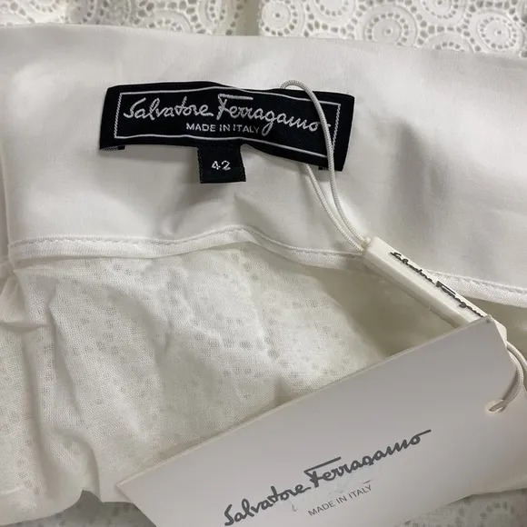 Salvatore Ferragamo NWT - size 42 - white 100% cotton Skirt!