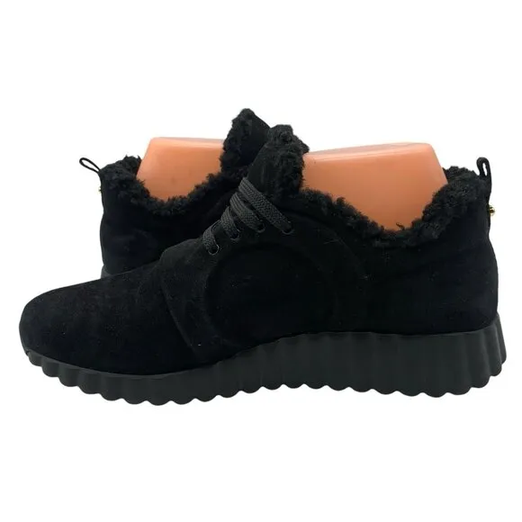 Salvatore Ferragamo Shoes Suede Shearling Sneakers Black Women’s Sz 9 C