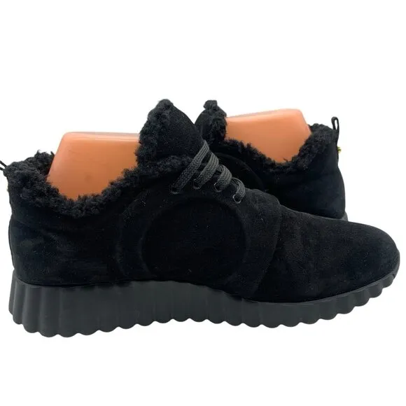Salvatore Ferragamo Shoes Suede Shearling Sneakers Black Women’s Sz 9 C