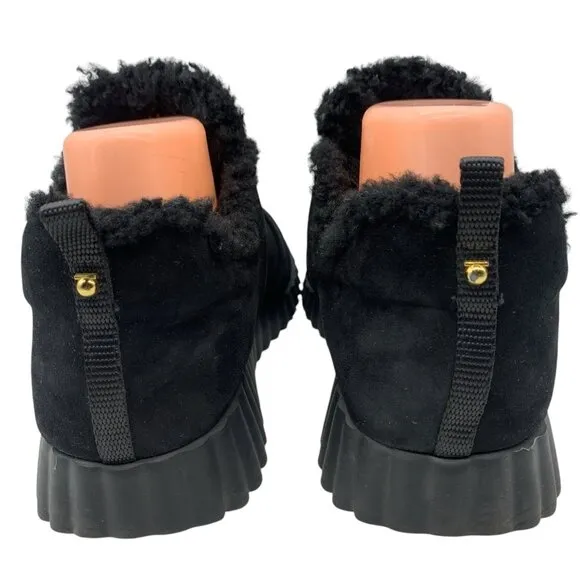 Salvatore Ferragamo Shoes Suede Shearling Sneakers Black Women’s Sz 9 C