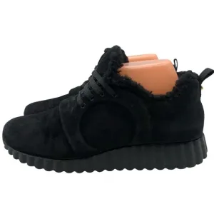 Salvatore Ferragamo Shoes Suede Shearling Sneakers Black Women’s Sz 9 C