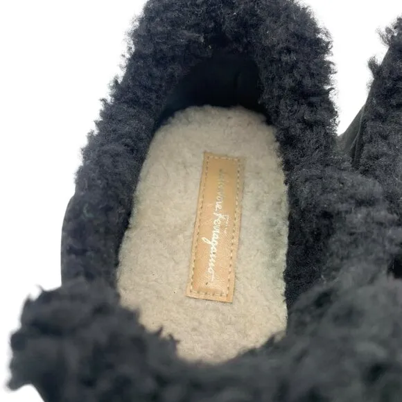 Salvatore Ferragamo Shoes Suede Shearling Sneakers Black Women’s Sz 9 C