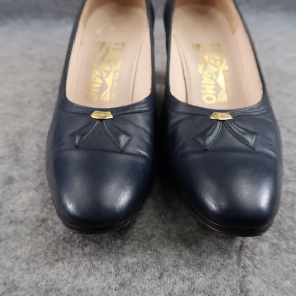 Salvatore Ferragamo Shoes Womens 5.5 Pumps Classic Fashion Leather Blue Formal
