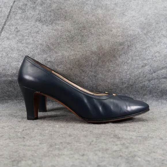 Salvatore Ferragamo Shoes Womens 5.5 Pumps Classic Fashion Leather Blue Formal