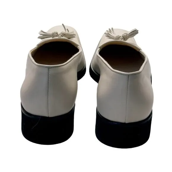 SALVATORE FERRAGAMO Women’s Shoes Ivory Leather Tassel Accent Heels Size 8.5AAAA