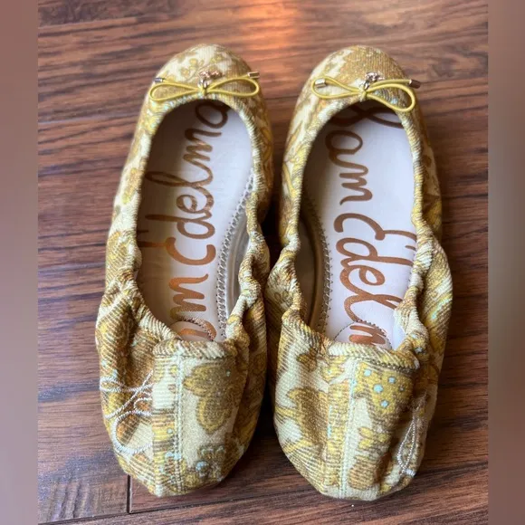 Sam Edelman Felicia Yellow Floral Ballet Flats NWT Sz 8