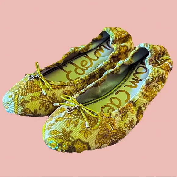 Sam Edelman Felicia Yellow Floral Ballet Flats NWT Sz 8