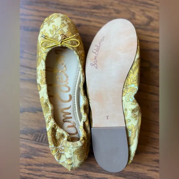 Sam Edelman Felicia Yellow Floral Ballet Flats NWT Sz 8