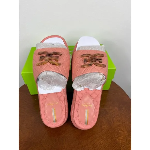 Sam Edelman Karinda Quilted Emblem Slide Sandals in Canyon Clay Size 8.5