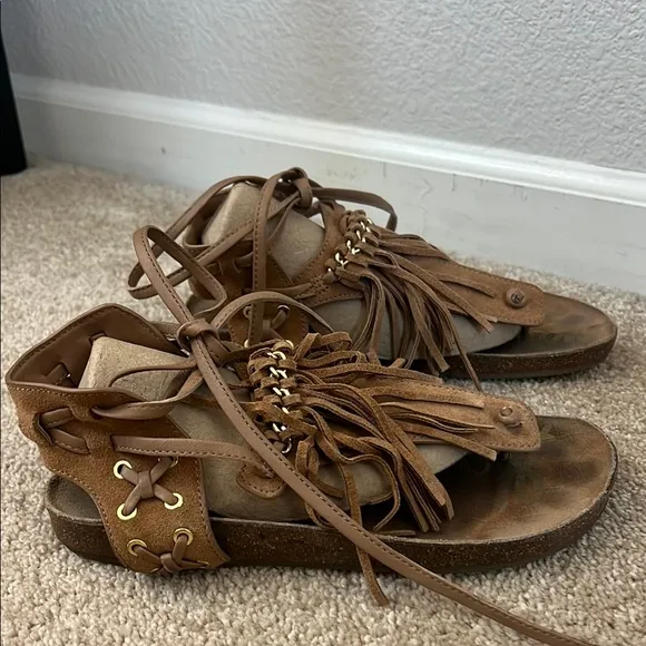 Sam Edelman Kyra Sandals Brown Fringe Size 8.5