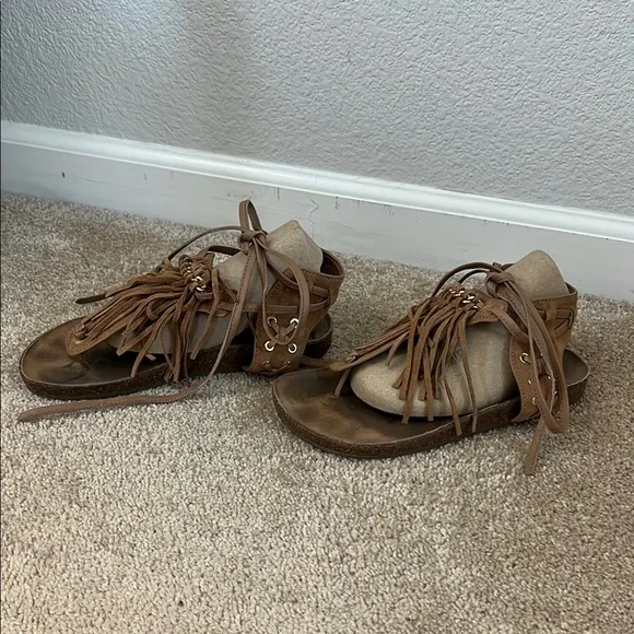 Sam Edelman Kyra Sandals Brown Fringe Size 8.5