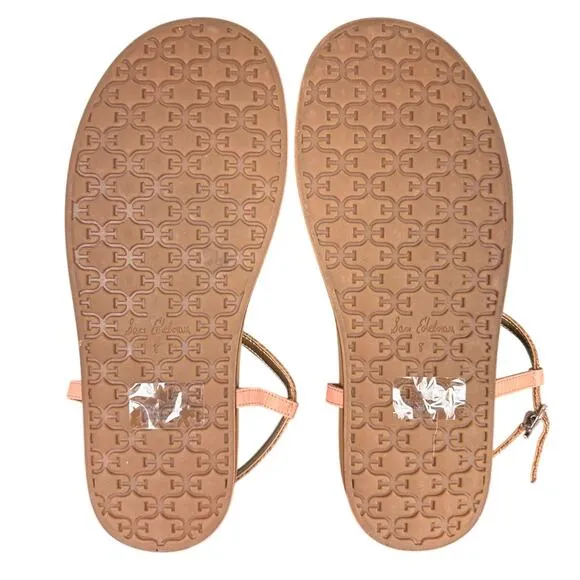 Sam Edelman Naomi Leather Thong Sandals Animal Print Faux Fur Size 8 NWOB