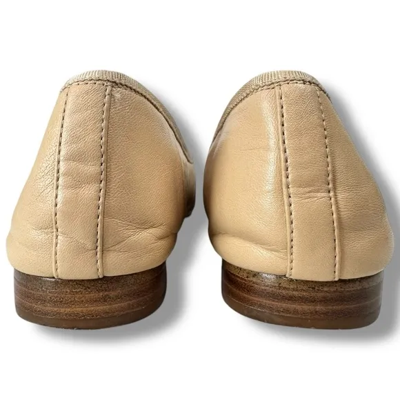Sam Edelman Sara Nude Ballet Flats – Cap Toe, Stacked Heel, Coquette Girl,Size 7