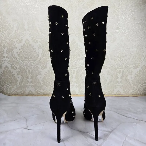Sam Edelman Size 8M &quot;Waylon&quot; Black Suede Boots Silver Stud Embellishment NWT