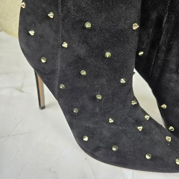 Sam Edelman Size 8M &quot;Waylon&quot; Black Suede Boots Silver Stud Embellishment NWT