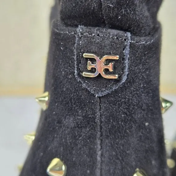 Sam Edelman Size 8M &quot;Waylon&quot; Black Suede Boots Silver Stud Embellishment NWT