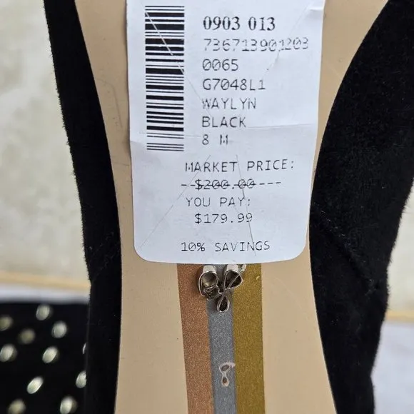 Sam Edelman Size 8M &quot;Waylon&quot; Black Suede Boots Silver Stud Embellishment NWT