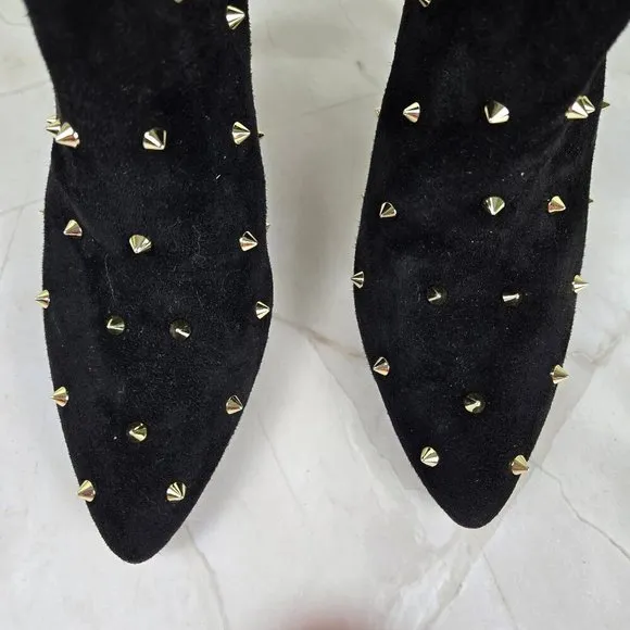 Sam Edelman Size 8M &quot;Waylon&quot; Black Suede Boots Silver Stud Embellishment NWT