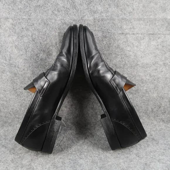 Santoni Shoes Mens 10.5 Penny Loafers Dress Leather Black Slip On Classic Formal