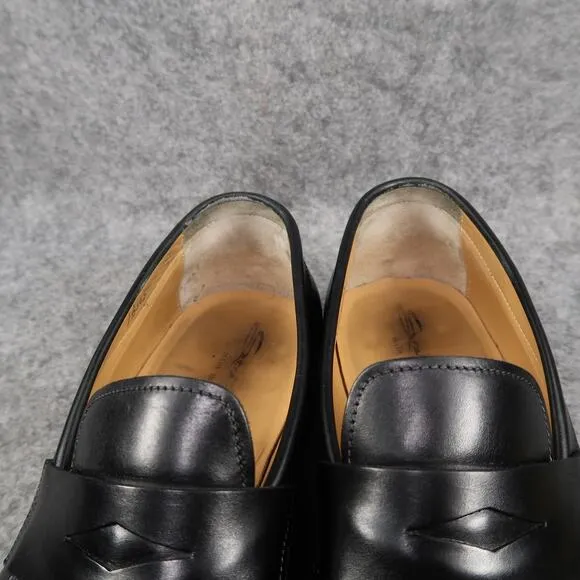 Santoni Shoes Mens 10.5 Penny Loafers Dress Leather Black Slip On Classic Formal