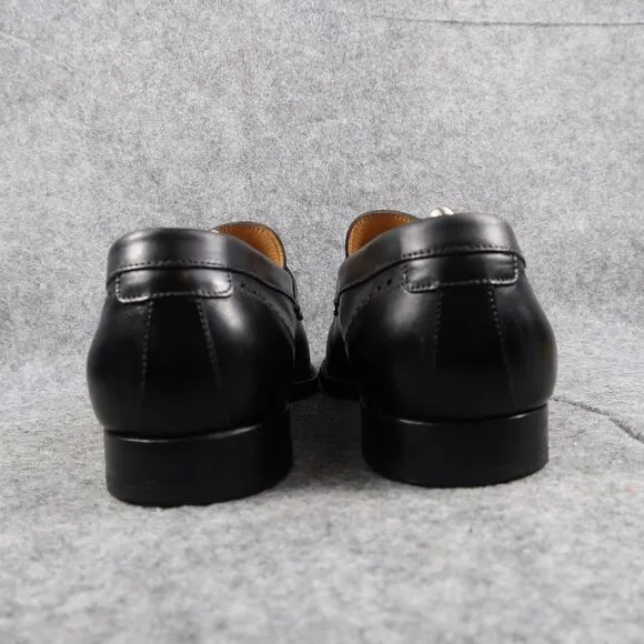 Santoni Shoes Mens 10.5 Penny Loafers Dress Leather Black Slip On Classic Formal