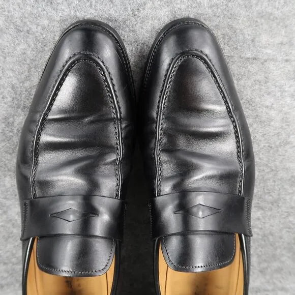 Santoni Shoes Mens 10.5 Penny Loafers Dress Leather Black Slip On Classic Formal