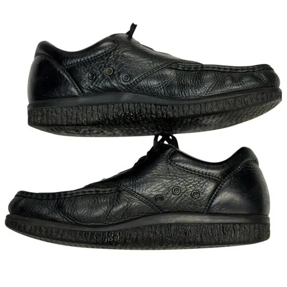 SAS PATHFINDER Handcrafted Black Pebbled Leather Moc Toe Shoes Men's US 12 M